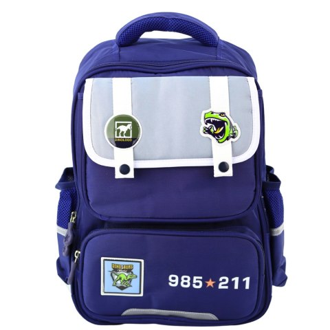 Plecak Szkolny Naszywki Z Dinozaurami Pas Piersiowy Granatowy 39x27x15cm LEAN Plecak Szkolny Naszywki Z Dinozaurami Pas Piersiowy Granatowy 39x27x15cm LEAN