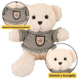 Pluszowa Maskotka Przytulanka Miś Biały Szary Sweterek 26cm LEAN Toys