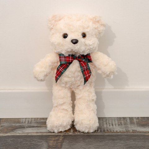 Pluszowa Maskotka Przytulanka Miś Z Kokardą Biały 30cm LEAN Toys Pluszowa Maskotka Przytulanka Miś Z Kokardą Biały 30cm LEAN Toys