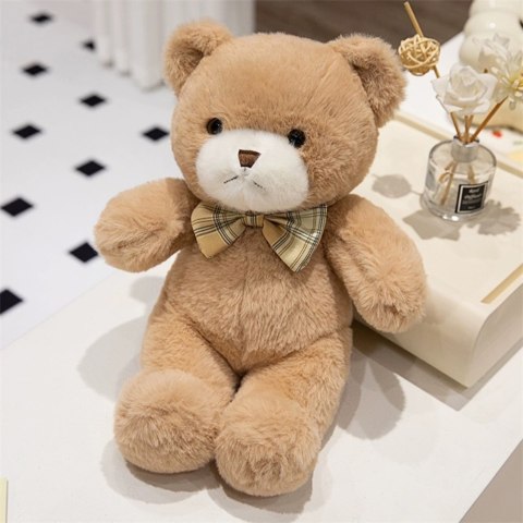 Pluszowa Maskotka Przytulanka Miś Z Kokardką Beżowy 25cm LEAN Toys Pluszowa Maskotka Przytulanka Miś Z Kokardką Beżowy 25cm LEAN Toys
