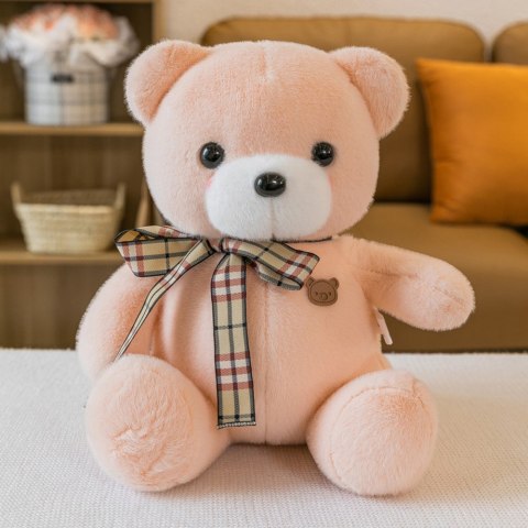 Pluszowa Maskotka Przytulanka Miś Z Kokardką Kremowy 23cm LEAN Toys Pluszowa Maskotka Przytulanka Miś Z Kokardką Kremowy 23cm LEAN Toys