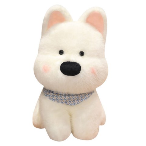 Pluszowa Maskotka Przytulanka Piesek Z Niebieską Chustą Biały 33cm LEAN Toys Pluszowa Maskotka Przytulanka Piesek Z Niebieską Chustą Biały 33cm LEAN Toys
