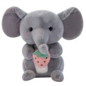 Pluszowa Maskotka Przytulanka Słoń Z Truskawką Szary 23cm LEAN Toys