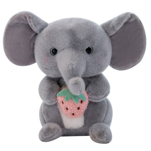 Pluszowa Maskotka Przytulanka Słoń Z Truskawką Szary 23cm LEAN Toys Pluszowa Maskotka Przytulanka Słoń Z Truskawką Szary 23cm LEAN Toys