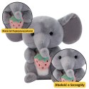 Pluszowa Maskotka Przytulanka Słoń Z Truskawką Szary 23cm LEAN Toys