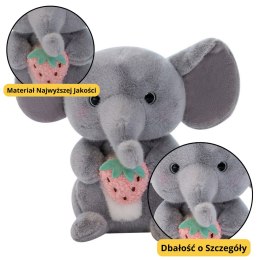 Pluszowa Maskotka Przytulanka Słoń Z Truskawką Szary 23cm LEAN Toys