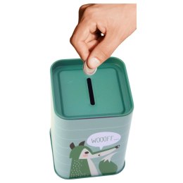 Skarbonka Lisek Metalowa Nauka Oszczędzania Zielona 11x8cm LEAN TOYS