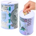 Skarbonka Metalowa Dla Dzieci Banknot 500 Złotych 15 x 10,5cm LEAN TOYS