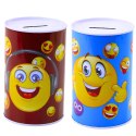Skarbonka Metalowa Emotki Niebieska Brązowa 13 x 8cm LEAN TOYS