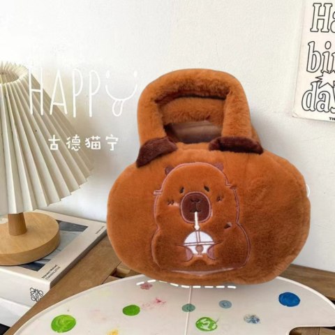 Torba Pluszowa Z Kapibarą Z Kubkiem Brązowy 20cm LEAN Toys Torba Pluszowa Z Kapibarą Z Kubkiem Brązowy 20cm LEAN Toys