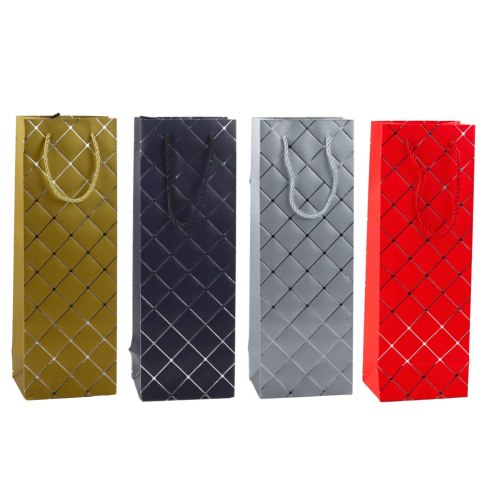 Torba Prezentowa Na Wino Butelkę Papierowa Srebrne Elementy 35 x 12 x 9 cm LEAN Torba Prezentowa Na Wino Butelkę Papierowa Srebrne Elementy 35 x 12 x 9 cm LEAN