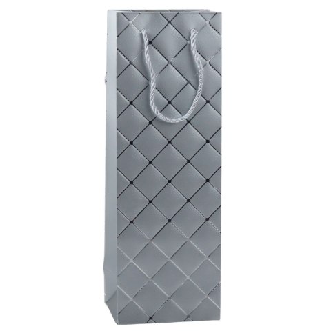 Torba Prezentowa Na Wino Butelkę Papierowa Srebrne Elementy 35 x 12 x 9 cm LEAN Torba Prezentowa Na Wino Butelkę Papierowa Srebrne Elementy 35 x 12 x 9 cm LEAN