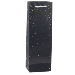Torba Prezentowa Na Wino Butelkę Papierowa Złote Kropki 35 x 12 x 9 cm LEAN