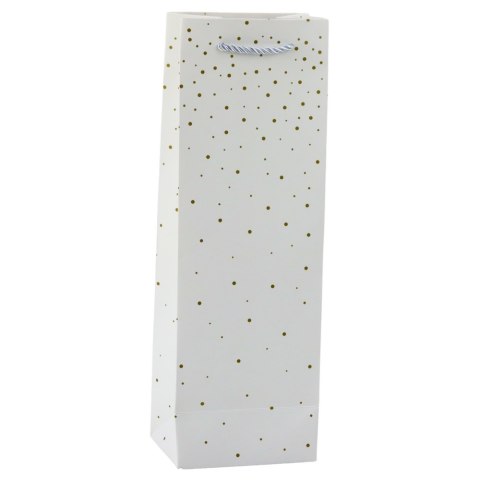 Torba Prezentowa Na Wino Butelkę Papierowa Złote Kropki 35 x 12 x 9 cm LEAN Torba Prezentowa Na Wino Butelkę Papierowa Złote Kropki 35 x 12 x 9 cm LEAN
