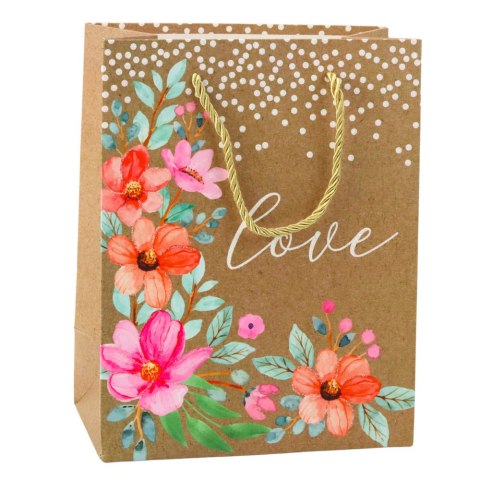 Torba Prezentowa Napis Love Kwiaty 23 x 18 x 10,5 cm LEAN Torba Prezentowa Napis Love Kwiaty 23 x 18 x 10,5 cm LEAN