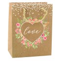 Torba Prezentowa Napis Love Kwiaty 23 x 18 x 10,5 cm LEAN