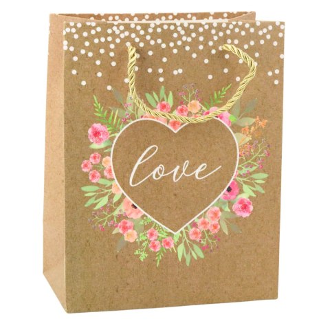 Torba Prezentowa Napis Love Kwiaty 23 x 18 x 10,5 cm LEAN Torba Prezentowa Napis Love Kwiaty 23 x 18 x 10,5 cm LEAN