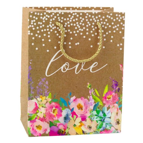 Torba Prezentowa Napis Love Kwiaty 23 x 18 x 10,5 cm LEAN Torba Prezentowa Napis Love Kwiaty 23 x 18 x 10,5 cm LEAN
