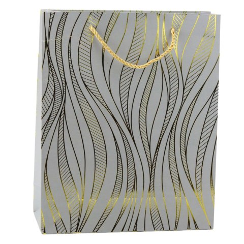 Torba Prezentowa Papierowa Linie Faliste Złote 32 x 26 x 12 cm LEAN Torba Prezentowa Papierowa Linie Faliste Złote 32 x 26 x 12 cm LEAN