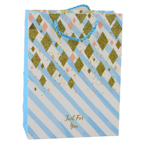 Torba Prezentowa Papierowa Niebieska Różowa Brokat 23 x 18 x 10,5 cm LEAN Torba Prezentowa Papierowa Niebieska Różowa Brokat 23 x 18 x 10,5 cm LEAN