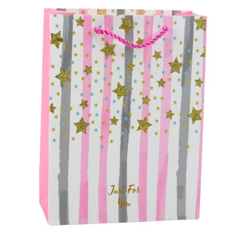 Torba Prezentowa Papierowa Niebieska Różowa Brokat 23 x 18 x 10,5 cm LEAN Torba Prezentowa Papierowa Niebieska Różowa Brokat 23 x 18 x 10,5 cm LEAN