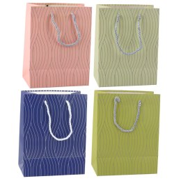 Torba Prezentowa Papierowa Srebrne Linie Faliste 23 x 18 x 10,5 cm LEAN