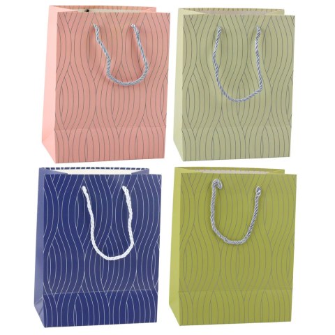 Torba Prezentowa Papierowa Srebrne Linie Faliste 23 x 18 x 10,5 cm LEAN Torba Prezentowa Papierowa Srebrne Linie Faliste 23 x 18 x 10,5 cm LEAN