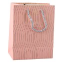 Torba Prezentowa Papierowa Srebrne Linie Faliste 23 x 18 x 10,5 cm LEAN