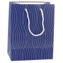Torba Prezentowa Papierowa Srebrne Linie Faliste 23 x 18 x 10,5 cm LEAN