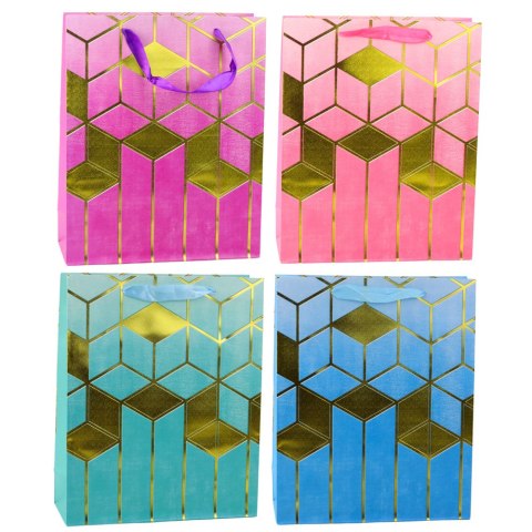Torba Prezentowa Papierowa Wzory Geometryczne Złote 32 x 26 x 12 cm LEAN Torba Prezentowa Papierowa Wzory Geometryczne Złote 32 x 26 x 12 cm LEAN