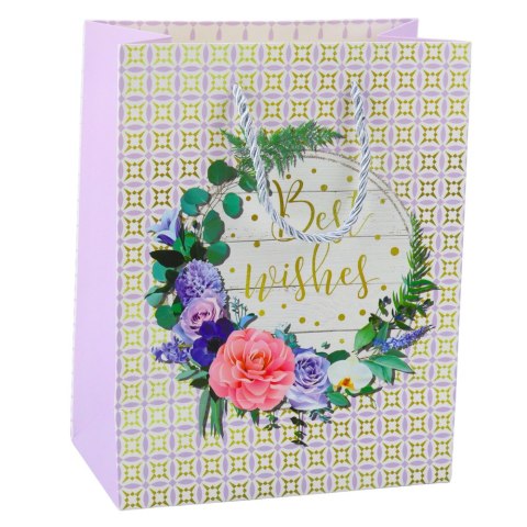 Torba Prezentowa Wzory Kwiaty Best Wishes 23 x 18 x 10,5 cm LEAN Torba Prezentowa Wzory Kwiaty Best Wishes 23 x 18 x 10,5 cm LEAN