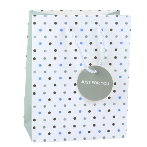 Torba Prezentowa Z Kropkami Napis Just For You 23 x 18 x 10,5 cm LEAN Torba Prezentowa Z Kropkami Napis Just For You 23 x 18 x 10,5 cm LEAN