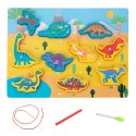 Układanka Drewniana Magnesy Sznurek Do Przeplatania Dinozaury LEAN Toys