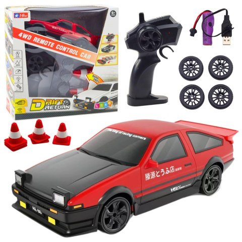 Auto Sportowe Do Driftu Wymienne Koła Zdalnie Sterowany RC 4WD Czerwony LEAN Toys Auto Sportowe Do Driftu Wymienne Koła Zdalnie Sterowany RC 4WD Czerwony LEAN Toys