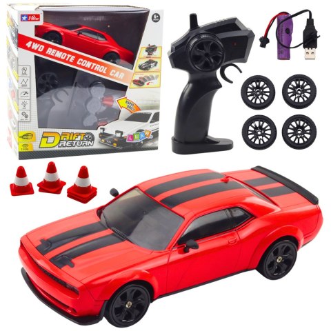 Auto Sportowe Drift Wymienne Koła Zdalnie Sterowany RC 4WD Czerwone Sport LEAN Toys Auto Sportowe Drift Wymienne Koła Zdalnie Sterowany RC 4WD Czerwone Sport LEAN Toys