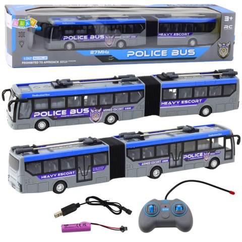 Autobus Policyjny Przegubowy Zdalnie Sterowany RC Światła Szary 1:32 LEAN Toys Autobus Policyjny Przegubowy Zdalnie Sterowany RC Światła Szary 1:32 LEAN Toys