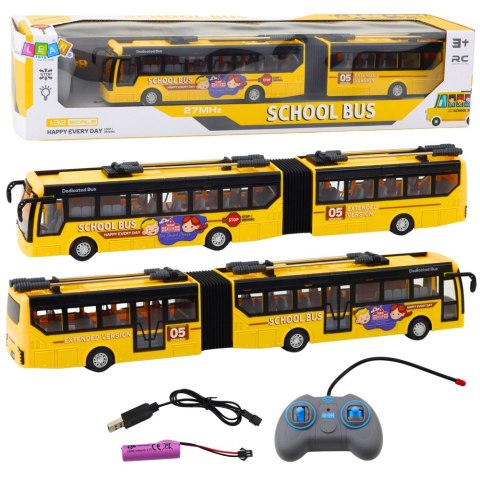 Autobus Szkolny Trolejbus Przegubowy Zdalnie Sterowany RC 1:32 Żółty LEAN Toys Autobus Szkolny Trolejbus Przegubowy Zdalnie Sterowany RC 1:32 Żółty LEAN Toys