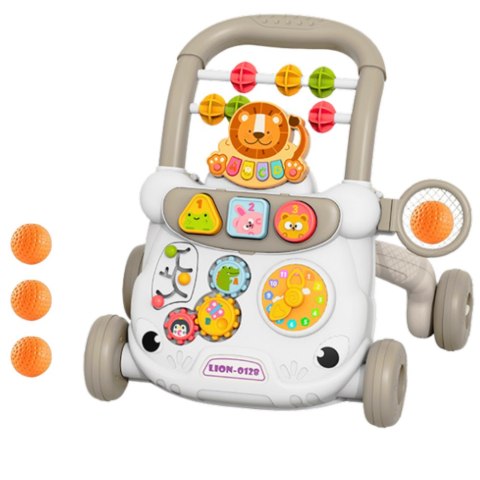 Chodzik Edukacyjny Interaktywny Pchacz Klocki Zegar Koła Zębate Szary LEAN Toys Chodzik Edukacyjny Interaktywny Pchacz Klocki Zegar Koła Zębate Szary LEAN Toys