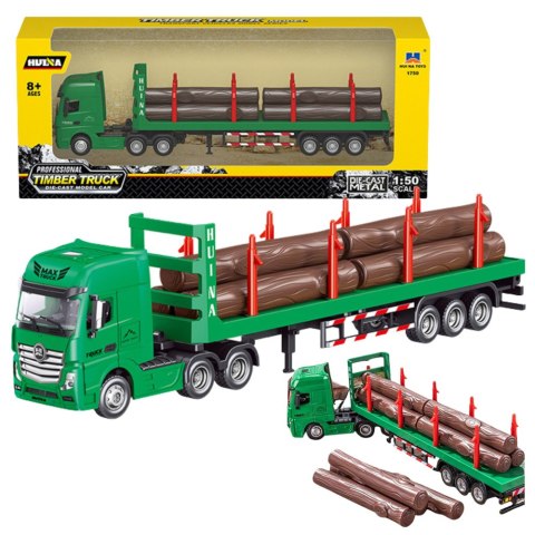 Ciężarówka Transport Drewna Metalowa Huina 1:50 Zielona HUINA Ciężarówka Transport Drewna Metalowa Huina 1:50 Zielona HUINA