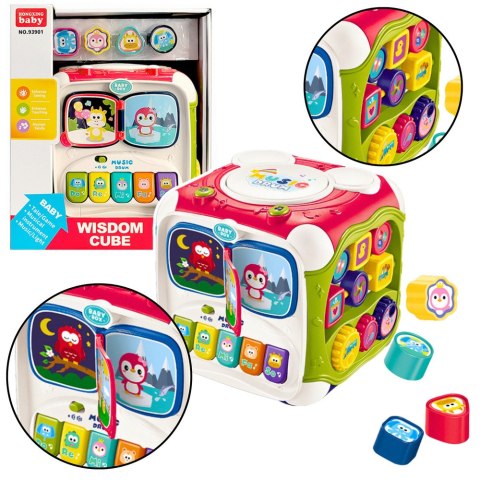 Duża Kostka Edukacyjna Wielofunkcyjna Pianinko Sorter Bębenek LEAN Toys Duża Kostka Edukacyjna Wielofunkcyjna Pianinko Sorter Bębenek LEAN Toys