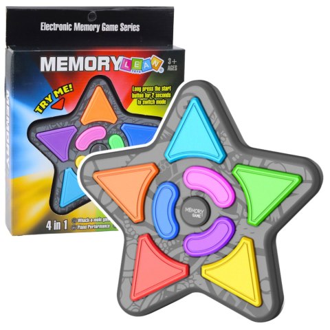 Elektroniczna Gra Logiczna Memory Gwiazda Światła Dźwięki 4w1 LEAN Toys Elektroniczna Gra Logiczna Memory Gwiazda Światła Dźwięki 4w1 LEAN Toys