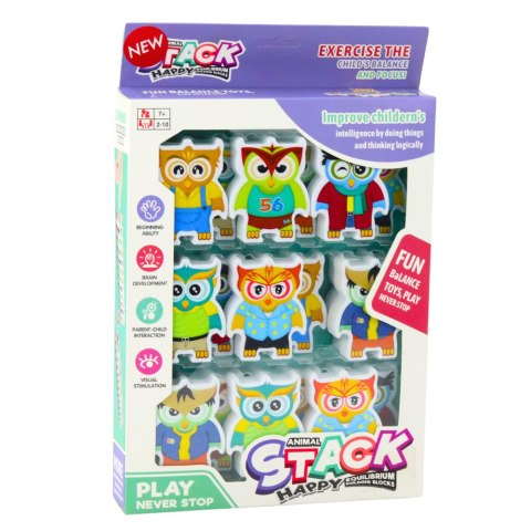 Gra Edukacyjna Sówki Układanka Zręcznościowa Logiczna Domino 18 szt. LEAN Toys Gra Edukacyjna Sówki Układanka Zręcznościowa Logiczna Domino 18 szt. LEAN Toys
