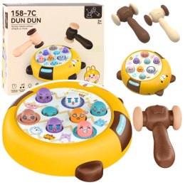 Gra Zręcznościowa Whack- A- Mole Dwa Młotki Kotek Żółto Brązowa LEAN Toys
