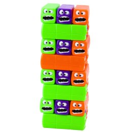 Gra Zręcznościowa Wieża 24 Klocki Z Buźkami Kolorowe LEAN Toys
