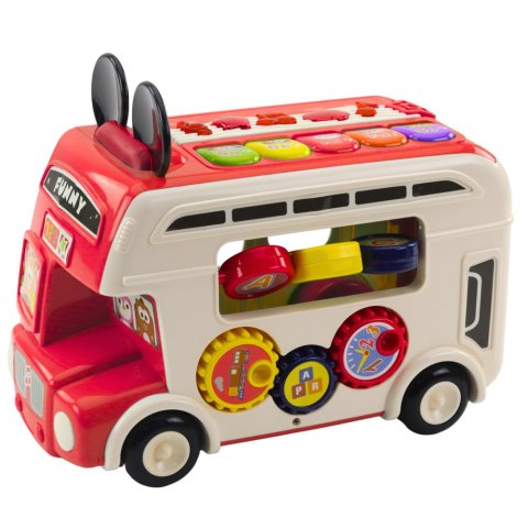 Interaktywny Autobus Edukacyjny Sorter Światła Dźwięki Czerwony LEAN Toys Interaktywny Autobus Edukacyjny Sorter Światła Dźwięki Czerwony LEAN Toys