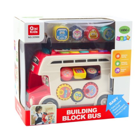 Interaktywny Autobus Edukacyjny Sorter Światła Dźwięki Czerwony LEAN Toys Interaktywny Autobus Edukacyjny Sorter Światła Dźwięki Czerwony LEAN Toys