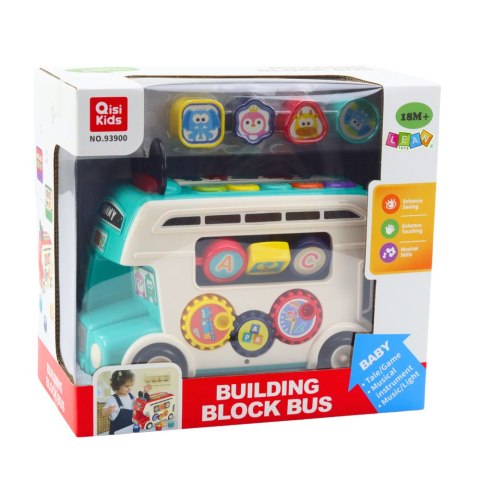 Interaktywny Autobus Edukacyjny Sorter Światła Dźwięki Turkusowy LEAN Toys Interaktywny Autobus Edukacyjny Sorter Światła Dźwięki Turkusowy LEAN Toys