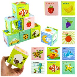 Klocki Edukacyjne Kostki Kolorowe Literki Zwierzątka Nauka 8ele. LEAN Toys