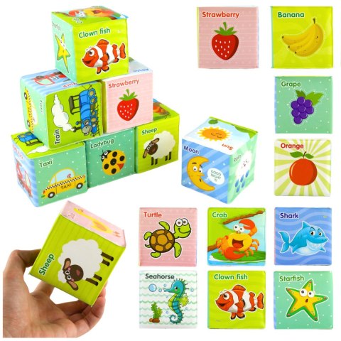 Klocki Edukacyjne Kostki Kolorowe Literki Zwierzątka Nauka 8ele. LEAN Toys