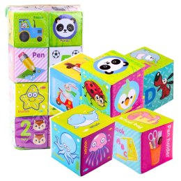 Klocki Kostki Kolorowe Edukacyjne Literki Zwierzątka Nauka 8ele. LEAN Toys